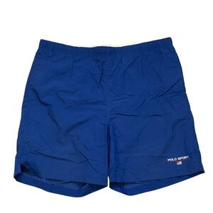 Ralph Lauren Polo Sport Men's M Vintage Y2K 90's Swim Trunks Retro Nylon Flag